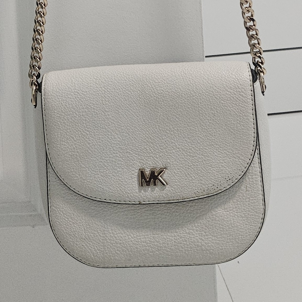 Elegant MK White Crossbody Bag